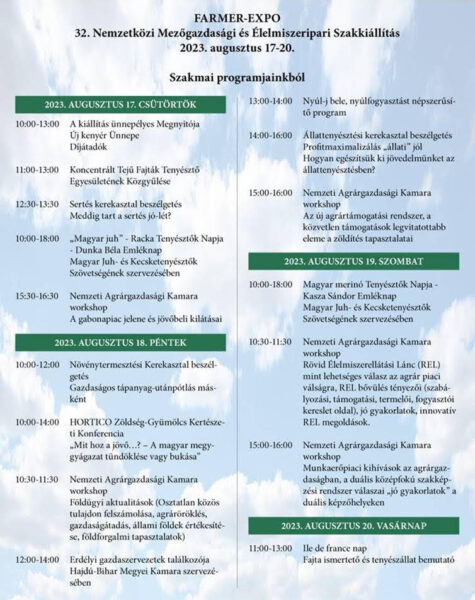 Farmer Expo szakmai program 2023