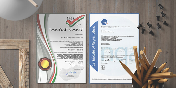 Környezetirányítási rendszer tanúsítvány